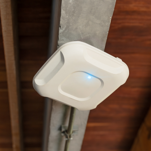 Wireless access point mounted on a ceiling beam
